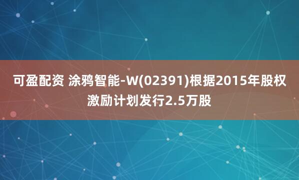 可盈配资 涂鸦智能-W(02391)根据2015年股权激励计划发行2.5万股